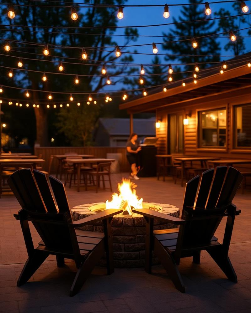 Fire Pit & String Lights